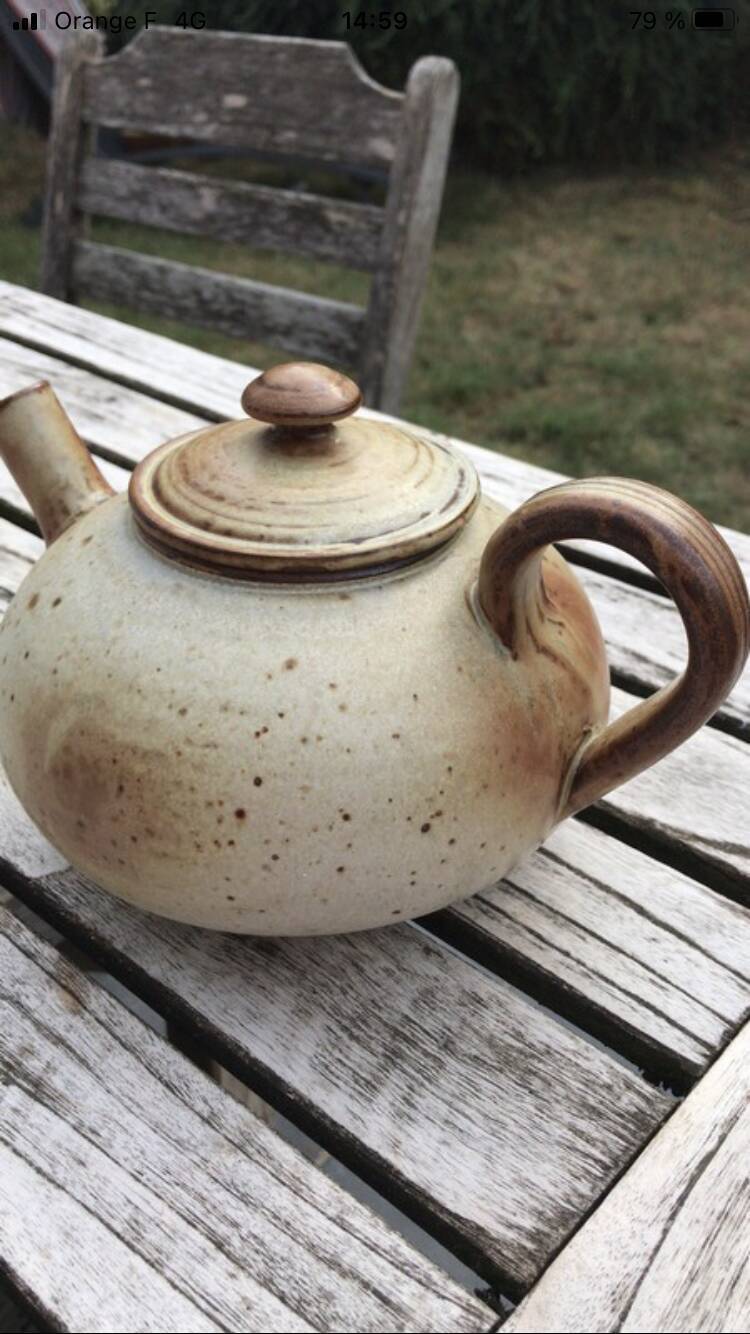 Signed artisan sandstone teapot