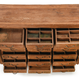 Old teak storage cabinet with 21 drawers