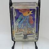 Lamp atmosphere vintage rooster in glass mosaic 1960
