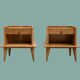 Pair of bedside feet compass solid oak vintage 1950