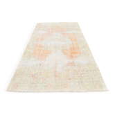 Tapis Oushak Vintage, Laine Turque Pêche & Ivoire, 179x294 cm