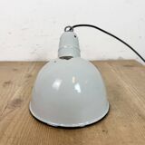 Industrial Grey Enamel Factory Pendant Lamp, 1960s