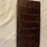 Box in wood and brown color lizard skin old rectangular box