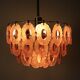 Chandelier vintage des années 70 avec 51 médaillons en verre rose, 37 cm