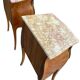 Pair of bedside tables in marquetry – veined marble top – Louis XV style