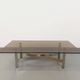 Vintage coffee table in smoked glass and brushed cast aluminum from the 70s