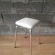 White skai stool / vintage chrome metal feet