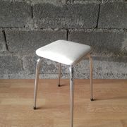 White skai stool / vintage chrome metal feet