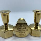 Set of 3 Scandinavian brass candlesticks L125 by Hans-Agne Jakobsson Markaryd 1960