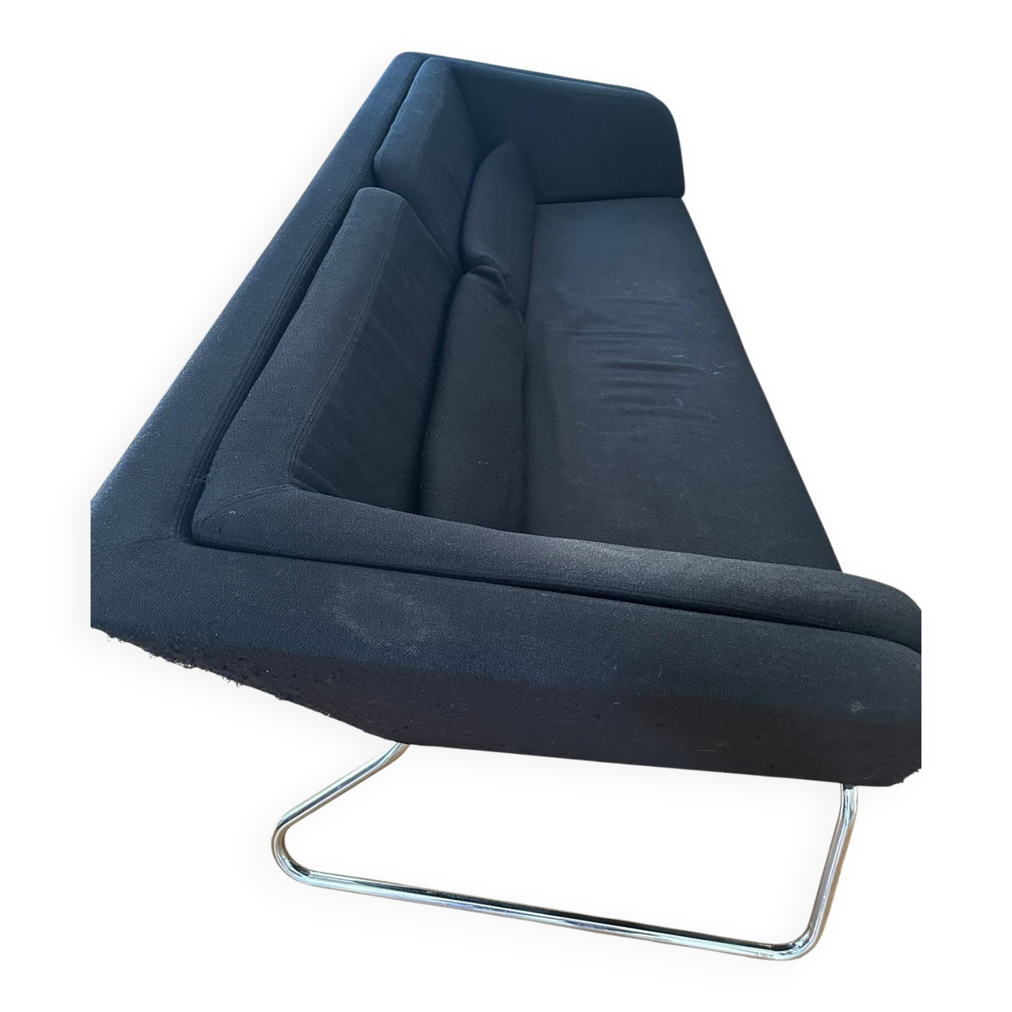 Black 3-seater sofa signed by a designer.