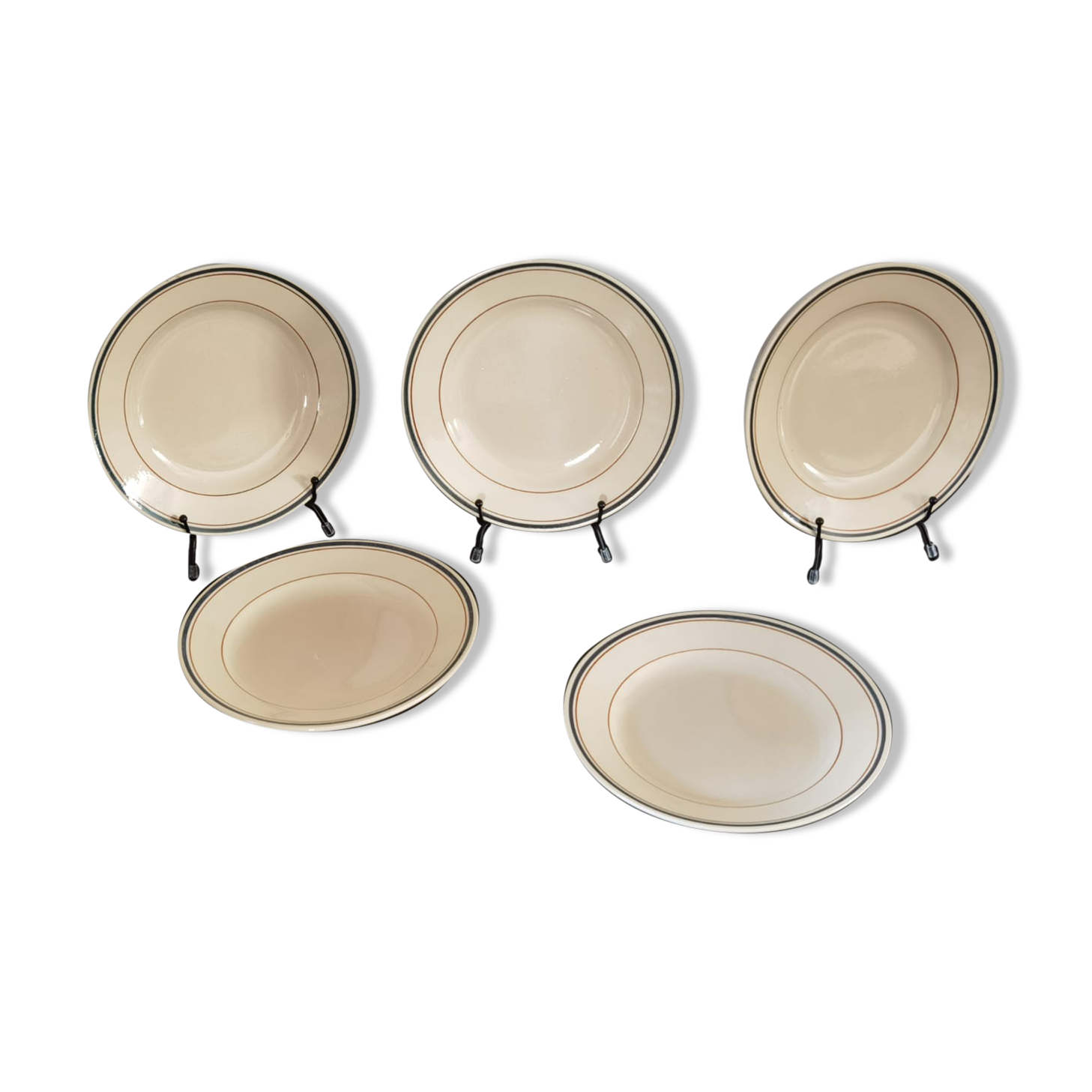 Set of semi-hollow ceramic plates from St Amand