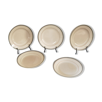 Set of semi-hollow ceramic plates from St Amand