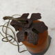 Art Deco lamp in glass paste and wrought iron with leaves