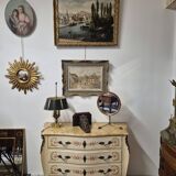 Louis XV style chest of drawers painted with flowers, Italian manufacture