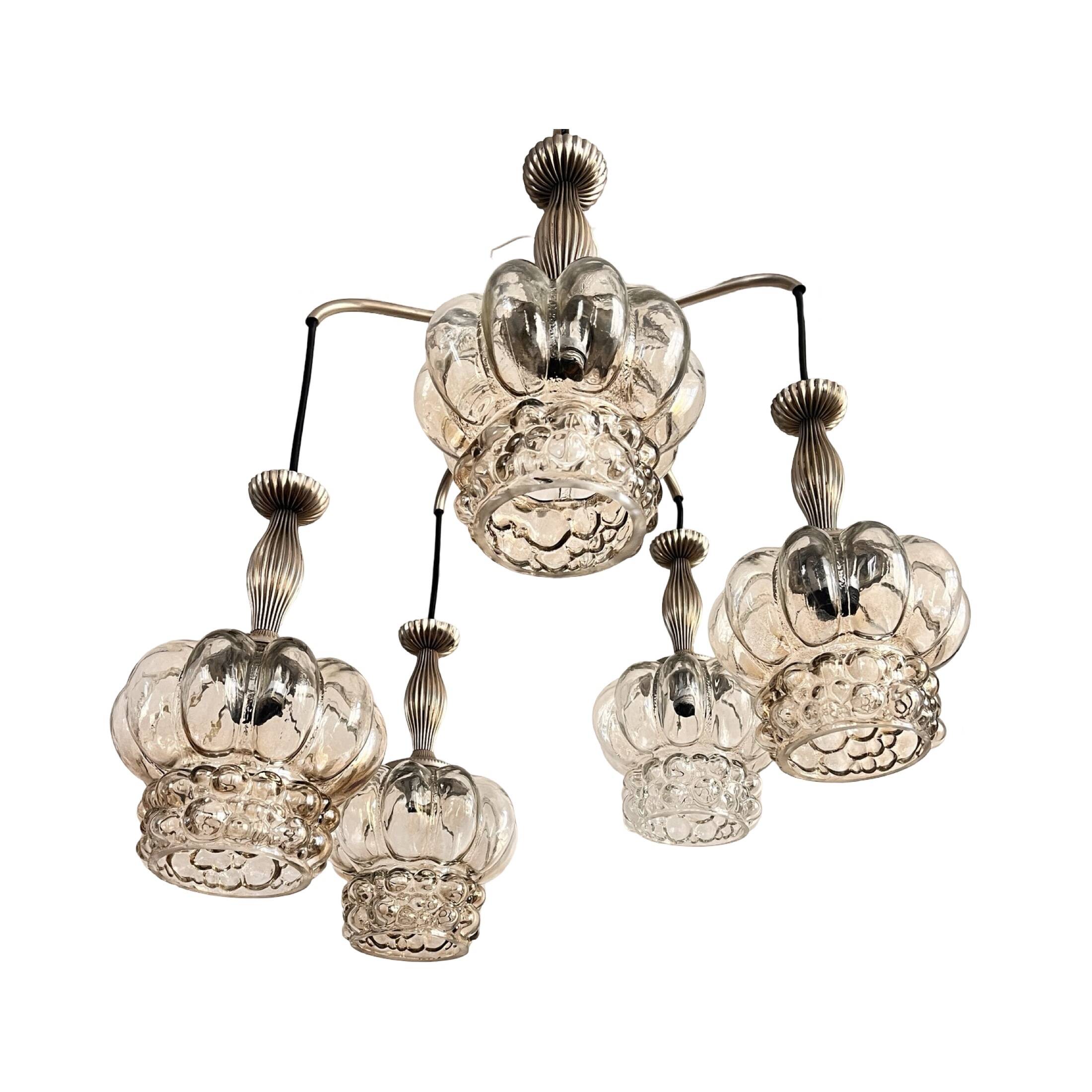 Mid-century modern cascade chandelier veb narva leuchten, germany, 1970s.
