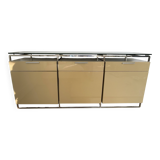 Modular enfilade design — champagne lacquer & chrome steel — 1980s-90s