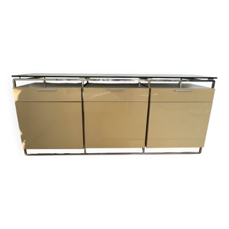 Modular enfilade design — champagne lacquer & chrome steel — 1980s-90s