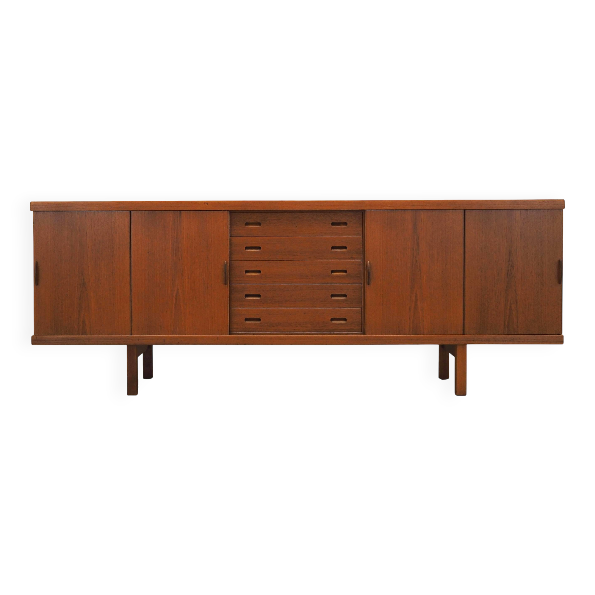 Teak sideboard with sliding doors, Denmark, 1960s