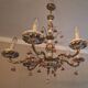 Lustre vintage Boho en laiton doré à 6 bras