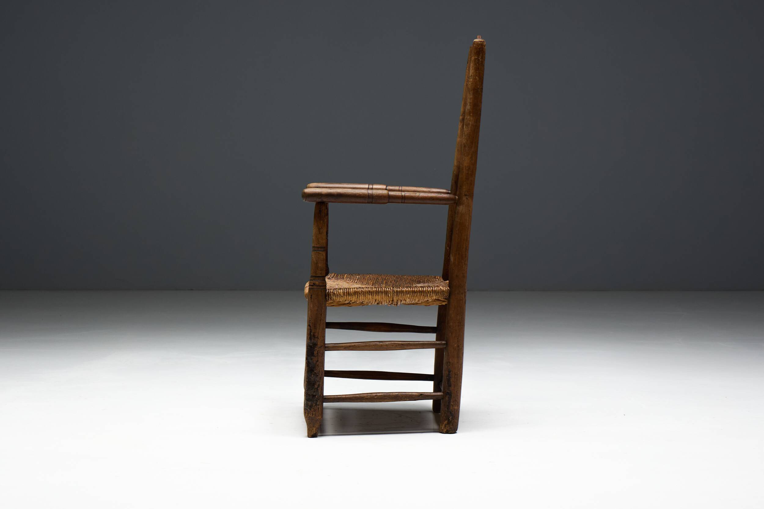 Rustic Ladder-Back Armchair, France, Early 20th Century