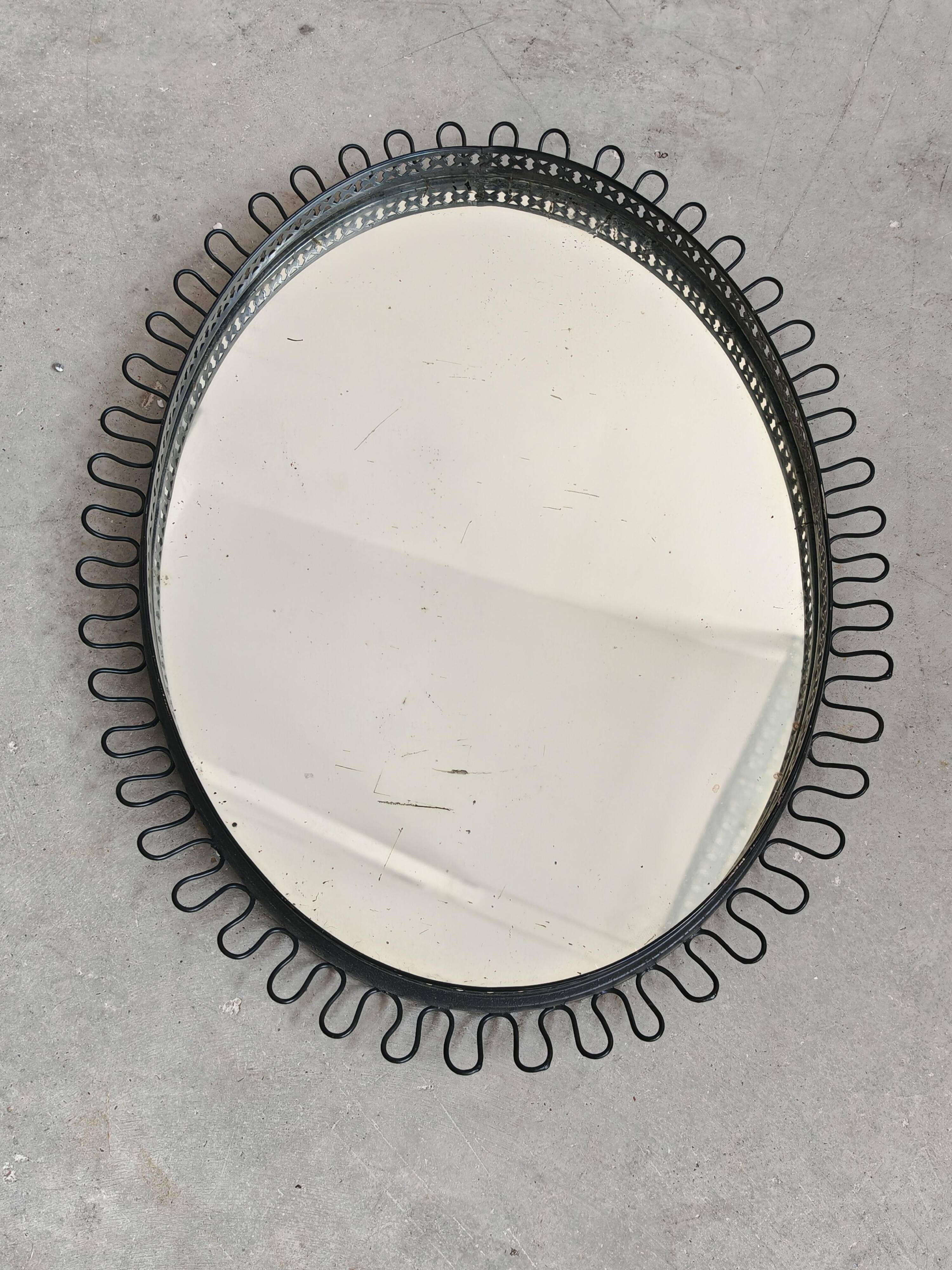 Oval Sun Mirror Mid Century Modern Josef Frank 1960s