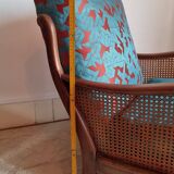 Vintage wooden and cane bridge armchair from the 1950s