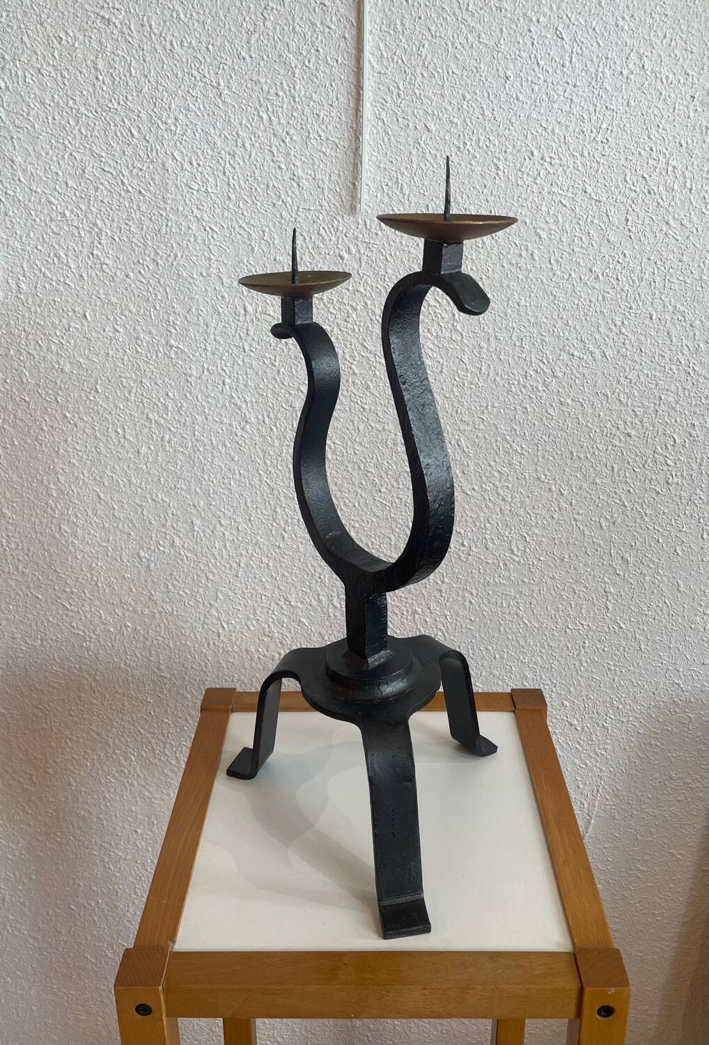Wrought iron candle holder circa 1950, two sconces