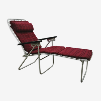 Chaise longue pliable en métal Damart Roubaix 1960