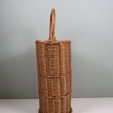 Vintage wicker umbrella stand, handcrafted, 1960s.