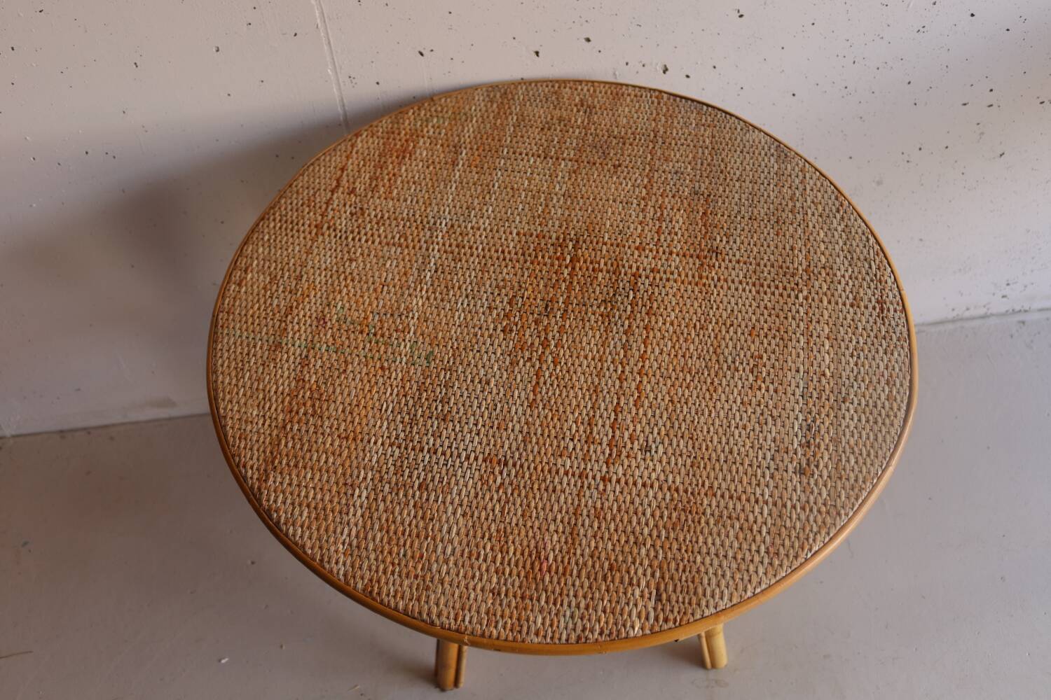 Vintage Rattan Round Coffee Table