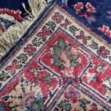 Tapis Kerman Antique – Laine Bleue Vive & Rouge – 117 x 218 cm