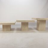 Set of 3 Italian Travertine Coffee Tables, 1980s