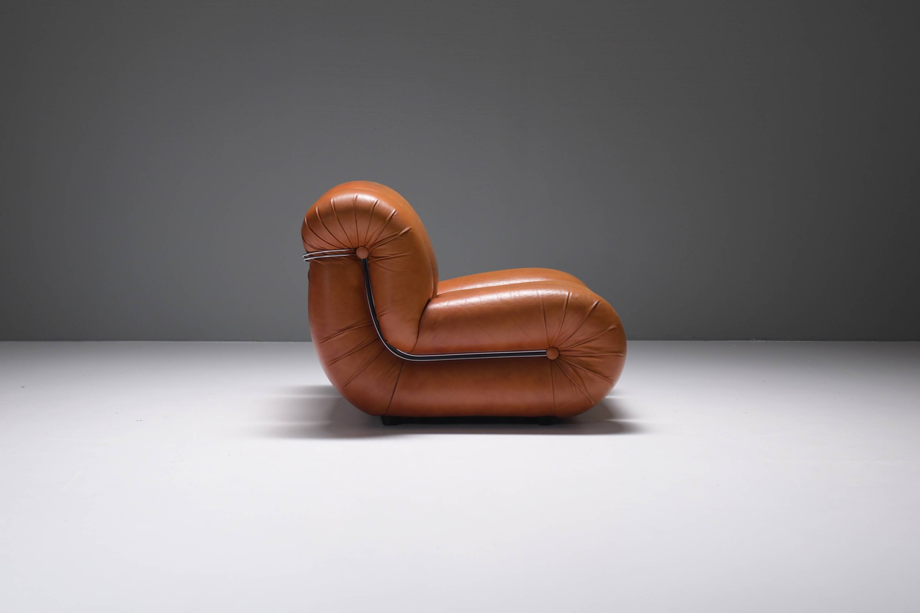 Velasquez Vintage Lounge Chair in Cognac Leather by Mimo Padova Italy