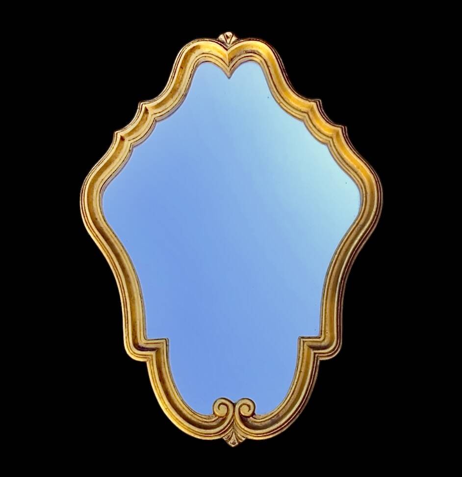 Antique Rococo wall mirror in gilded resin - H55 cm