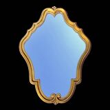 Ancien miroir mural rococo en résine dorée - H55 cm