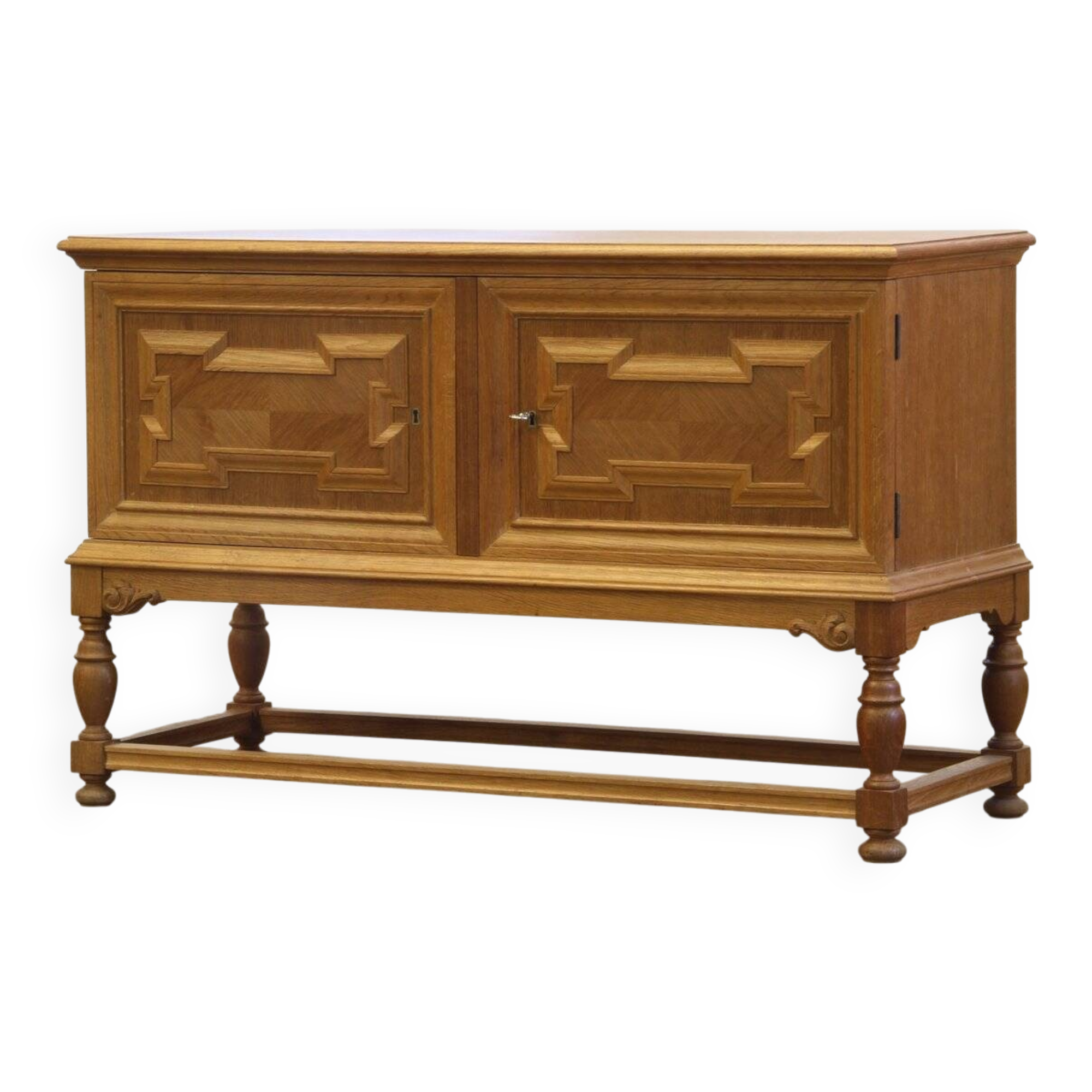 Vintage low sideboard in oak by Henning Kjærnulf, 1960s