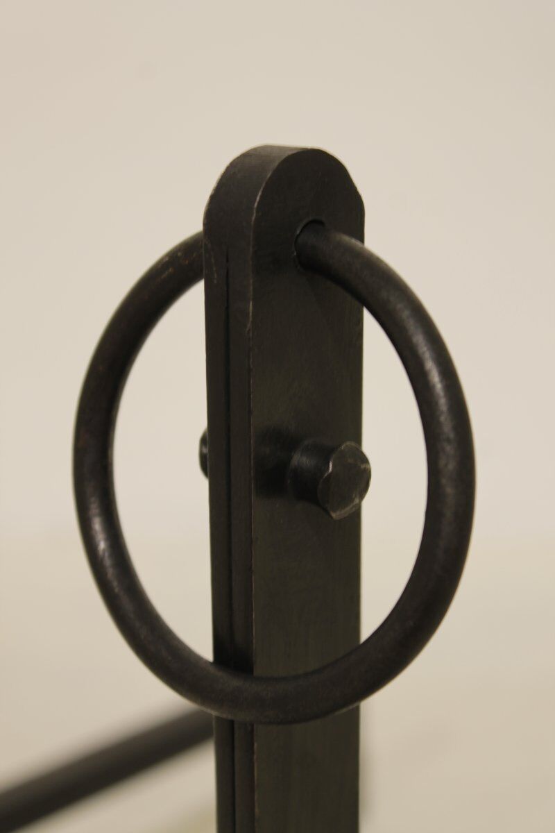Pair of modernist wrought iron fire dogs