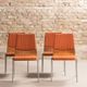 Set of 4 vintage chairs with a chrome steel base, teak backrest and seat