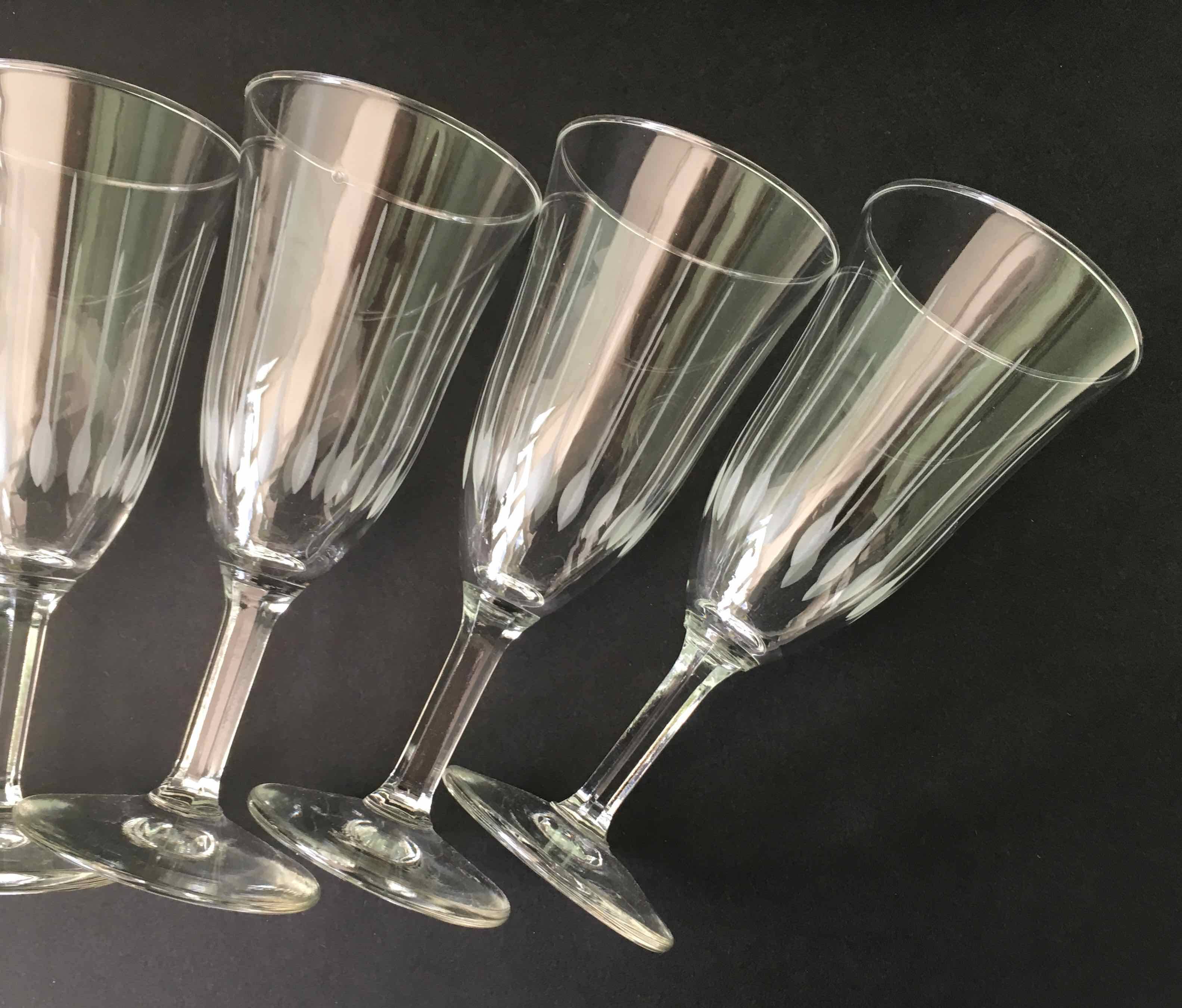 6 chiseled champagne flutes
