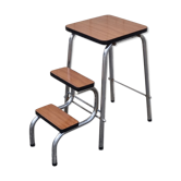 Foot walking stool, stepladder, brown formica, 60s