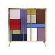 Mid-Century Modern Italian Sideboard in Solid Wood and Coloured Glass