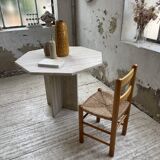 Octagonal travertine coffee table