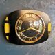 Vintage formica clock rectangular silent wall clock "Lora black yellow"