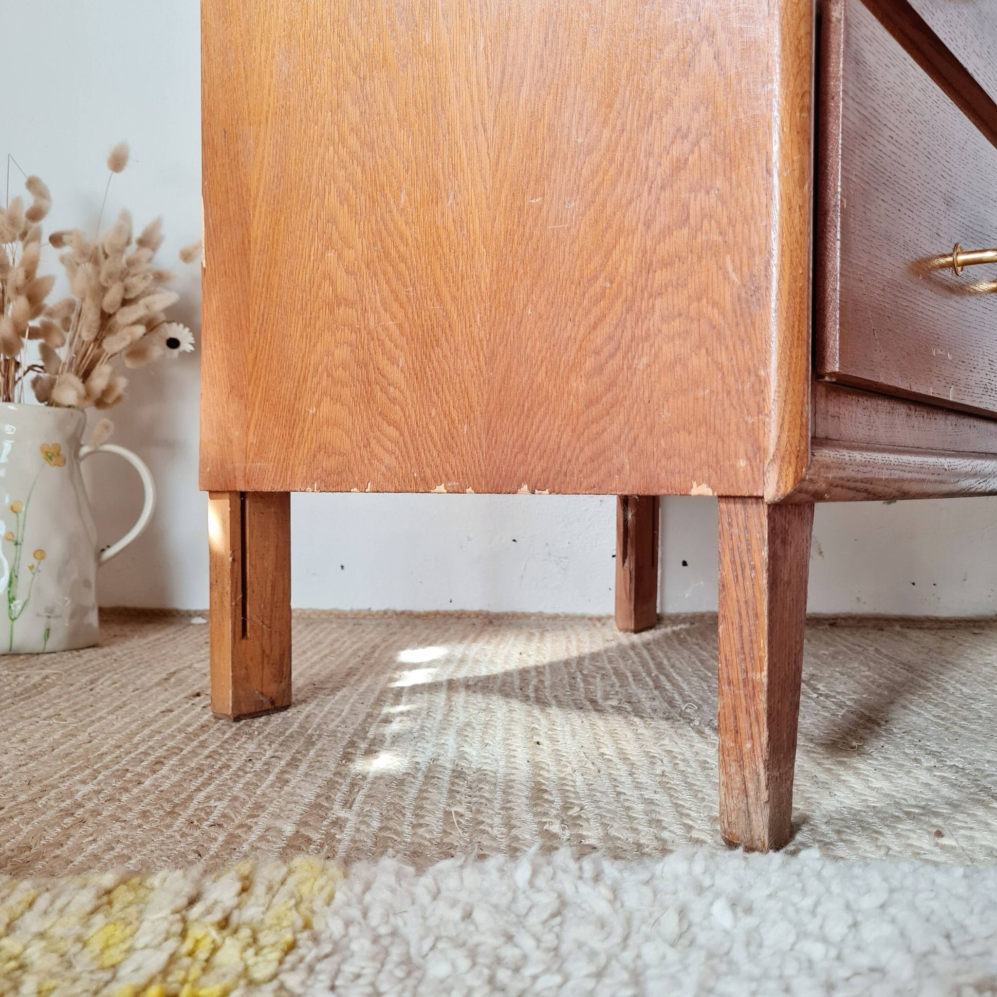 Vintage 1950s wooden chest of drawers – 4 drawers – tapered legs