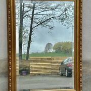 Large bevelled mirror, wood and gilded stucco, Louis XVI style - 140 x 100 cm