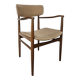 Fauteuil suédois en bois et tissu marron