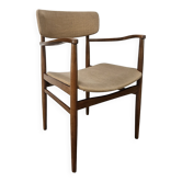Fauteuil suédois en bois et tissu marron