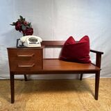 Mid-Century Retro Vintage Teak Telephone Seat by Chippy Heath 1960 British
