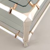 Rectangular Engraved Crystal and White Metal Coffee Table with a Lower Shelf