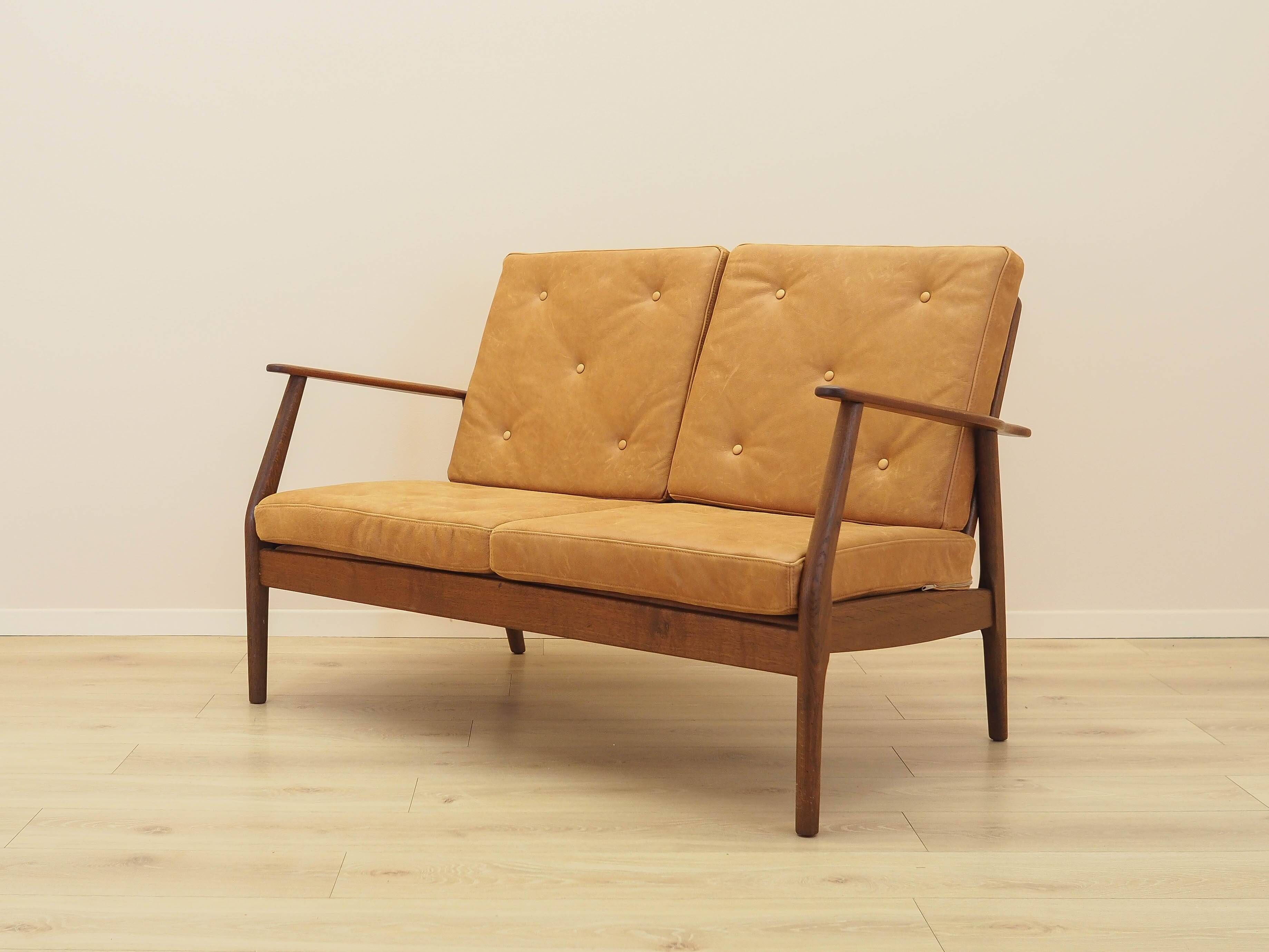 Danish oak sofa with leather upholstery, 1960s
